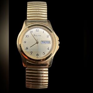 Bulova Gold and Silver Tone Men's Analog Watch with Day-Date. New old stock